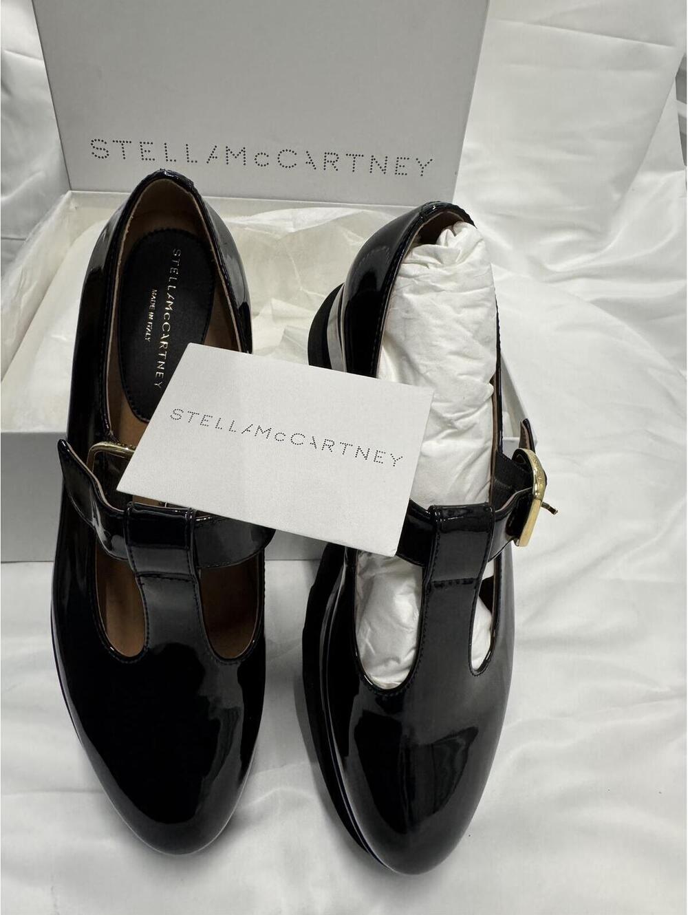 Stella McCartney Black Patent Leather Platform Mary Jane Shoes-Italian 38